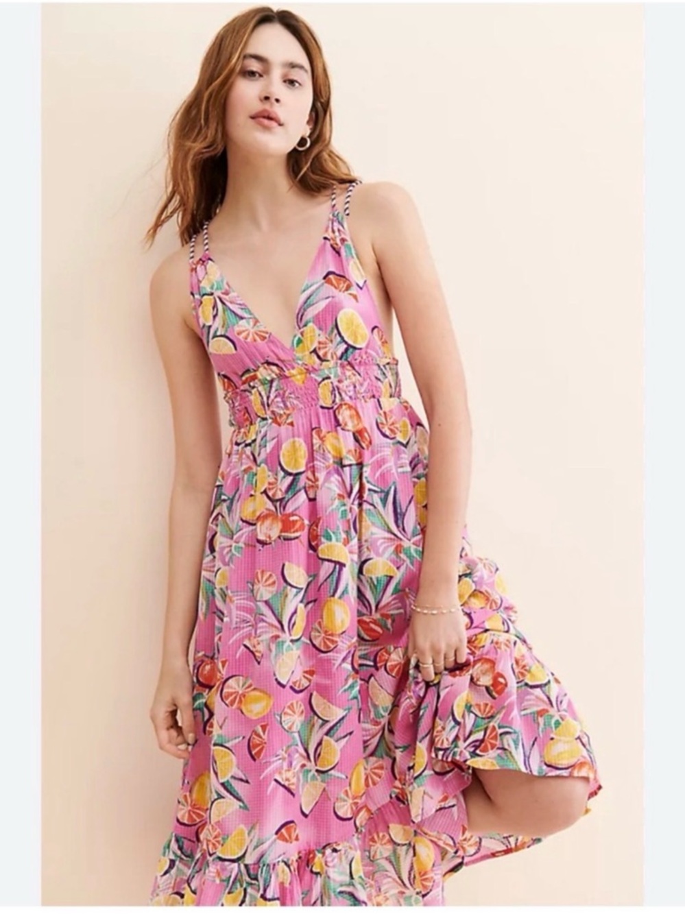 Scotch & Soda Pink Citrus Floral Maxi Dress